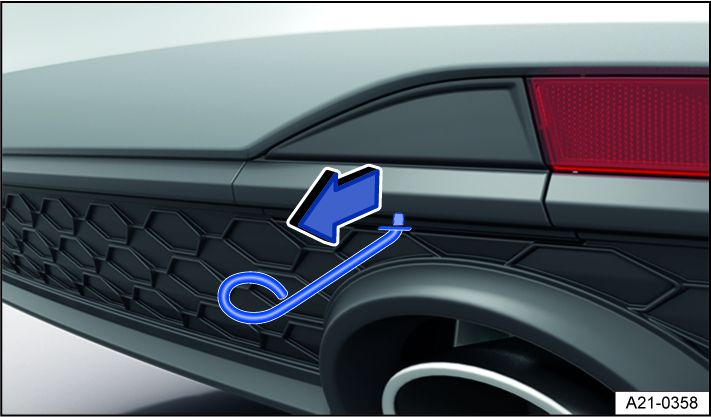 Fig. 154 In the right rear bumper: Remove the cover, variant 2.