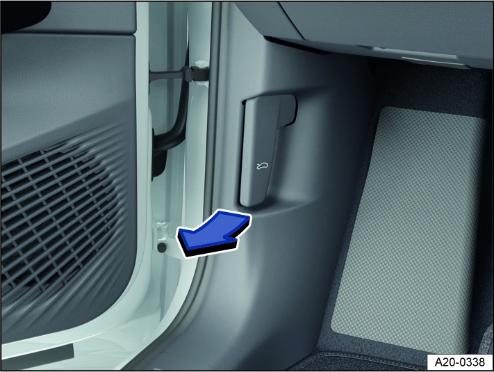 Fig. 183  In the driver's side footwell: Release lever for the hood (general example).