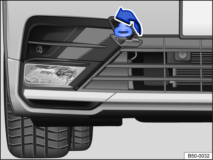 Fig. 195 In the right front bumper: Screw in towing eye.