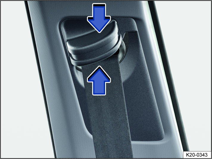 Fig. 26 Next to the front seats: safety belt height adjuster.