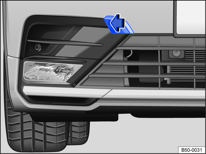 Fig. 194 In the front right bumper: Cap for the towing eye mounts.