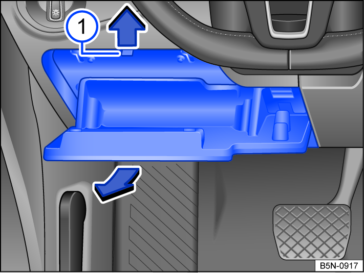 Fig. 184 To the left of the steering wheel: Fuse box cover in the instrument panel (left-hand drive vehicles).