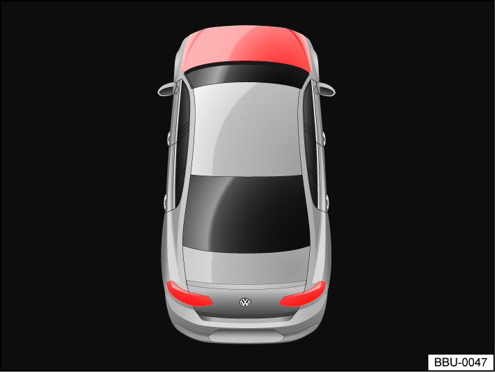 Fig. 160 In the instrument cluster display: the hood is open or not closed correctly (general example).