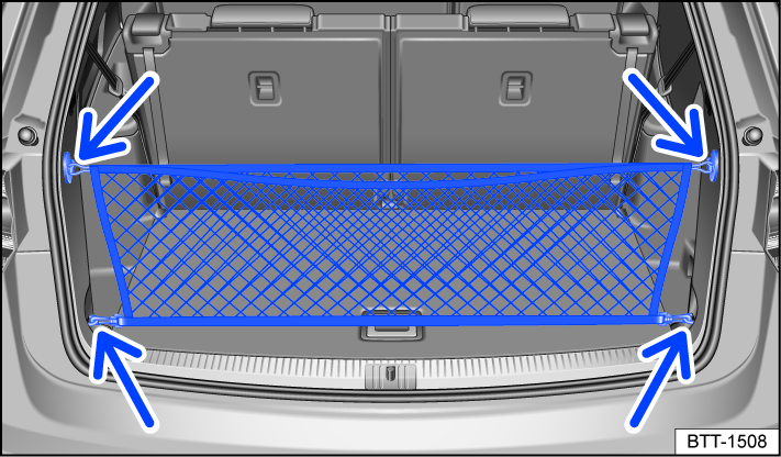 Fig. 161 In the luggage compartment: luggage net secured on the loading edge.