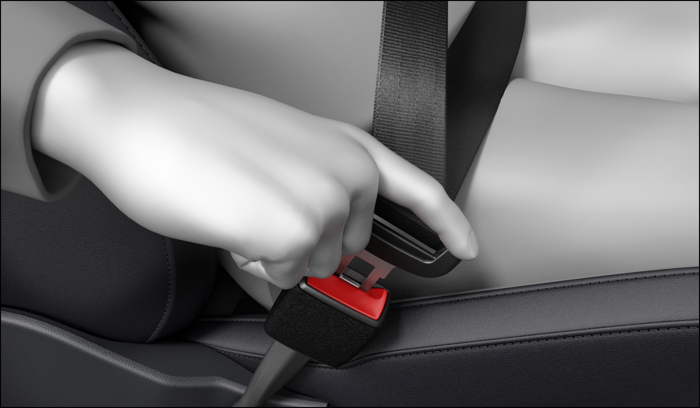 Fig. 22 Inserting the buckle tongue into the safety belt buckle.