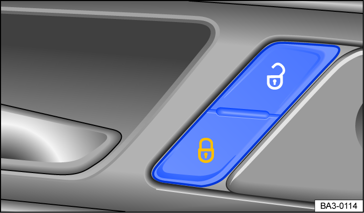 Fig. 45 In the driver's door: central locking button.