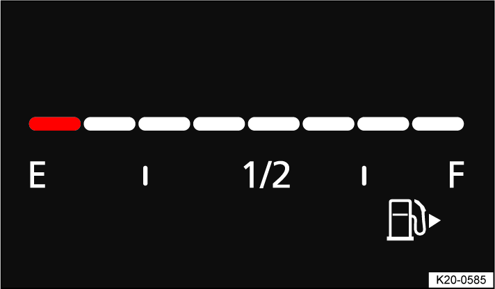 Fig. 16 Fuel gauge on the Volkswagen Digital Cockpit Basic version (general example).
