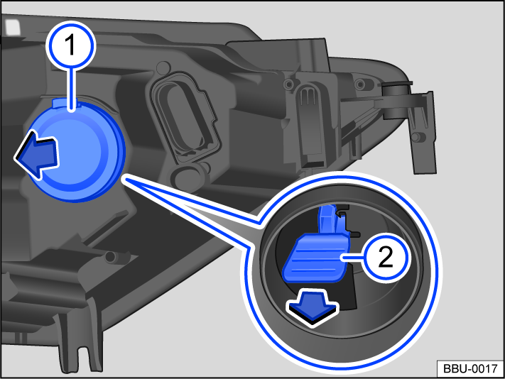 Fig. 139 In the right-side of the engine compartment: Rear side of the headlights.