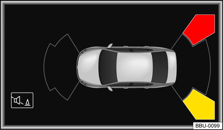 Fig. 125 Infotainment system: Rear Traffic Alert display (depending on the vehicle equipment).